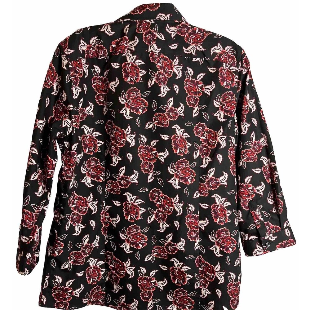 Lands End Women’s No Iron Women’s Floral Button Up Blouse Size 10 Suprima Cotton - Picture 6 of 8